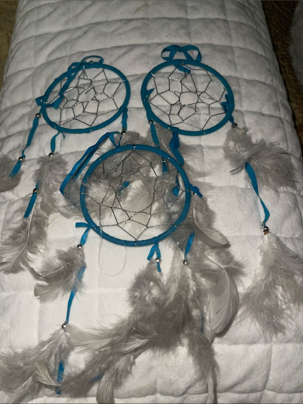 3 set- Turquoise Feather Dreamcatcher Wall Decor